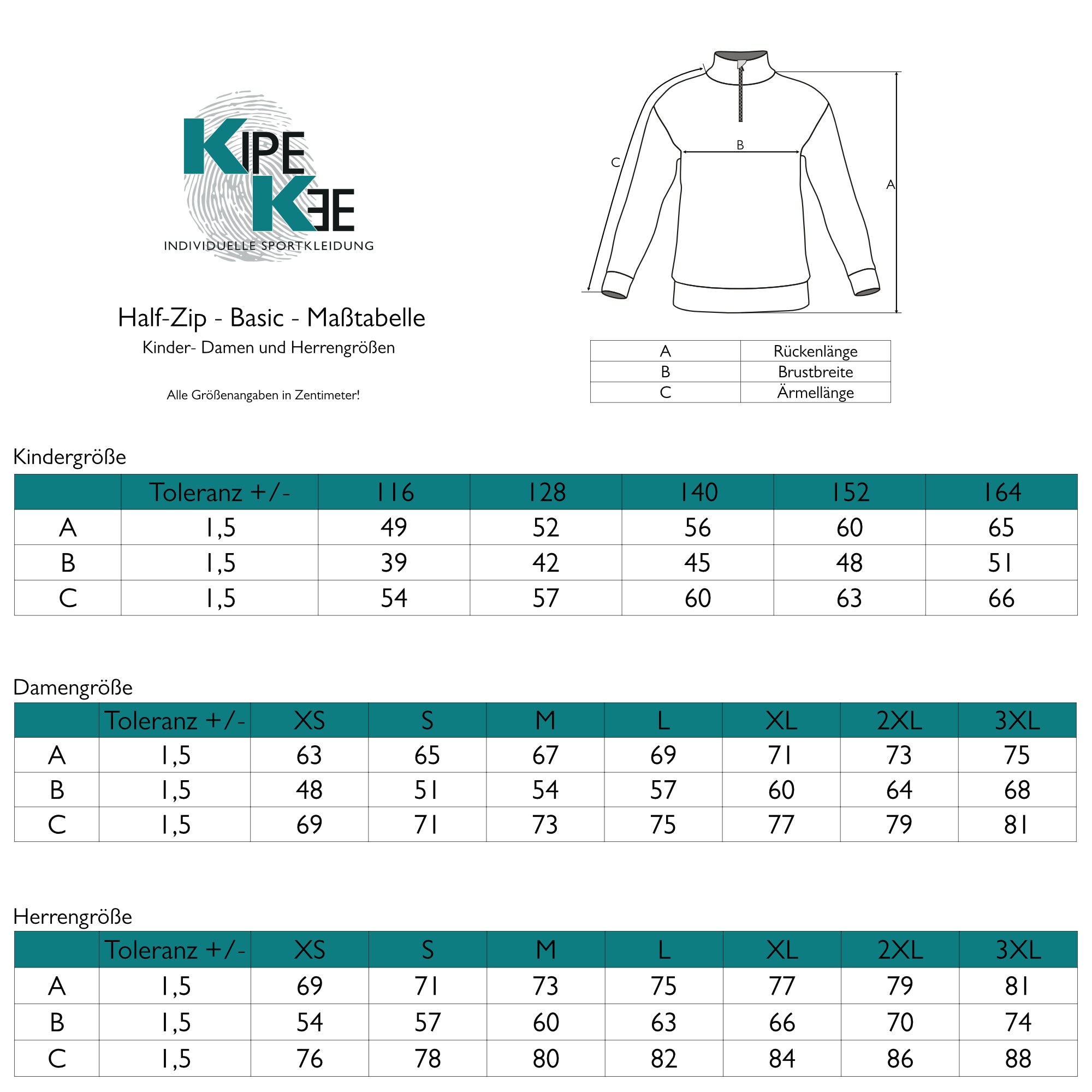 Half Zip Sweat | Herren, Damen & Kinder