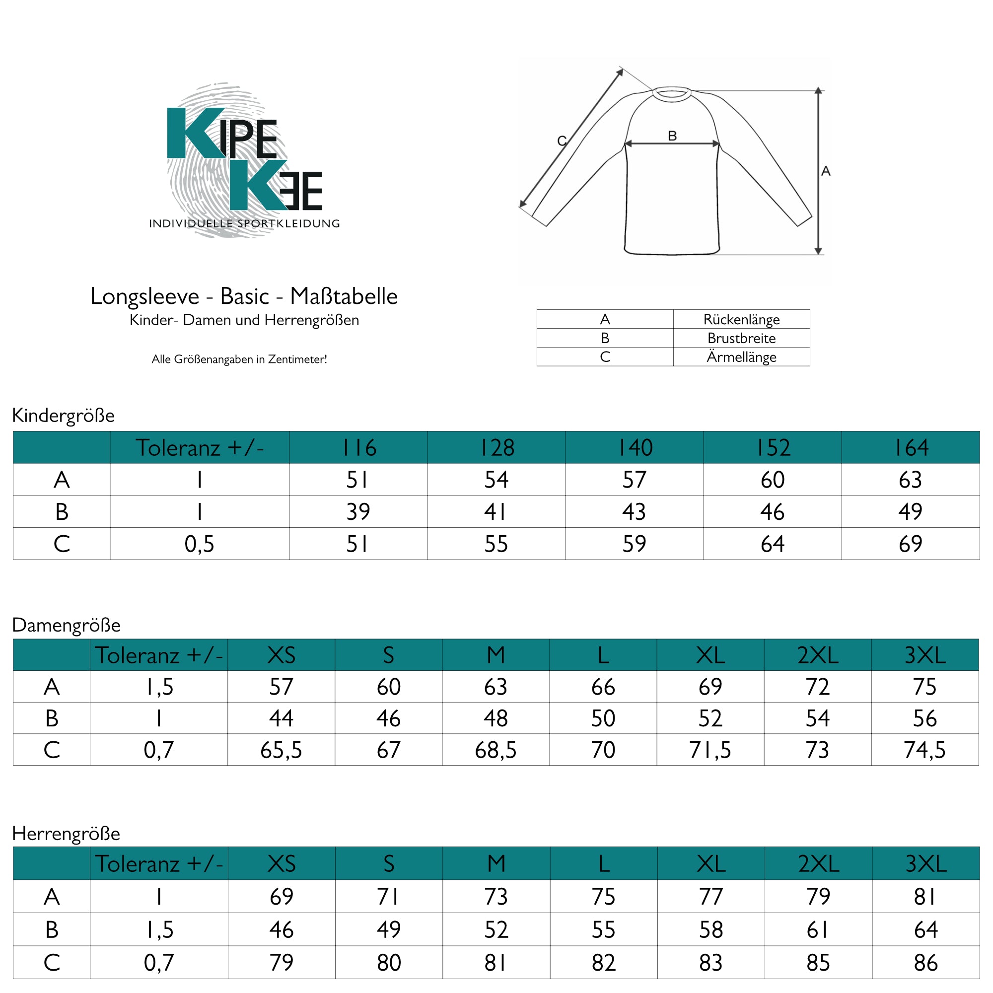 Longsleeve Blau - Basic | Herren, Damen & Kinder